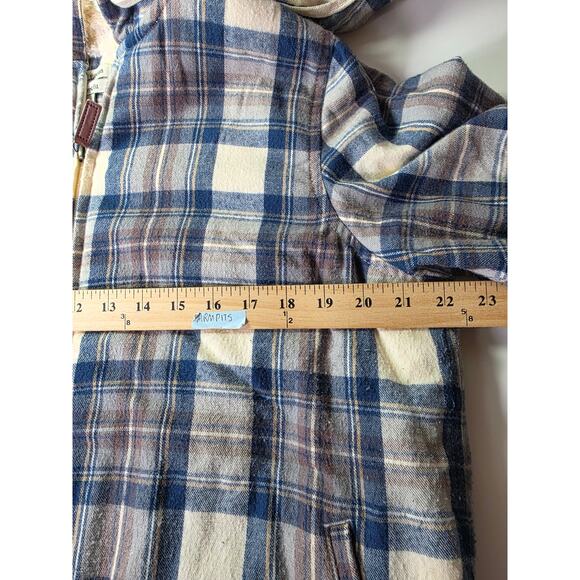 L.L. BEAN Women Scotch Plaid Flannel Shirt Sherpa-Lined Zip Hoodie Shacket SZ M - Picture 6 of 8